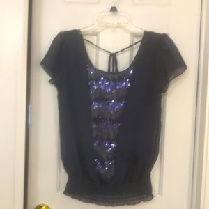 Navy blue sheer blouse size XSmall